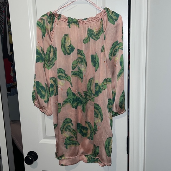Tropical Pink & Green Leaf Print The Webster at Target Blouse XL airy and thin - Picture 2 of 6